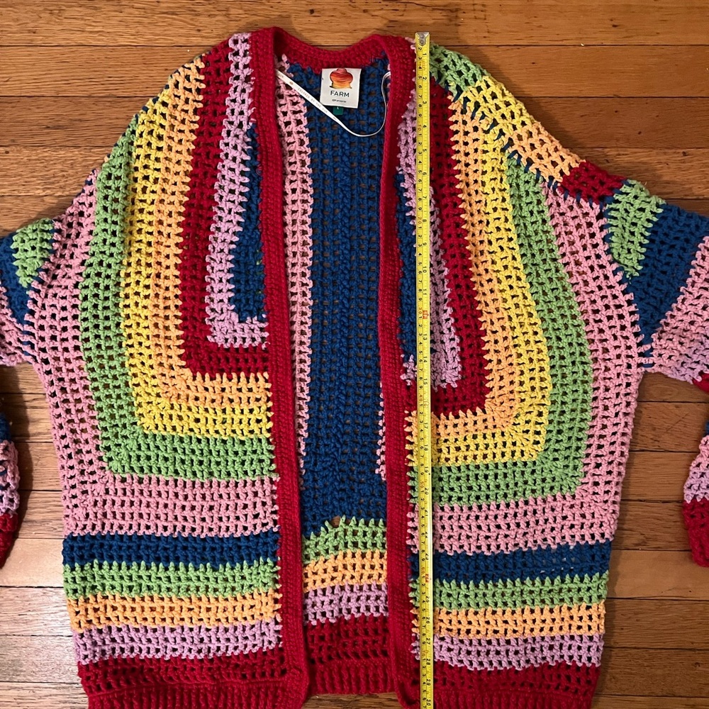 Farm Rio Colorful Crochet Cardigan Sweater . Like new condition. - Picture 5 of 7